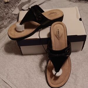 St. John's Bay Black and Tan Women's Sandals